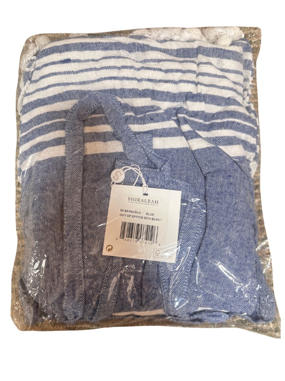 NEW Shiraleah Out Of Office Blue and White Beach Blanket - Picture 2 of 3